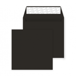 Square Peel and Seal Envelopes - 160mm x 160mm- Jet Black