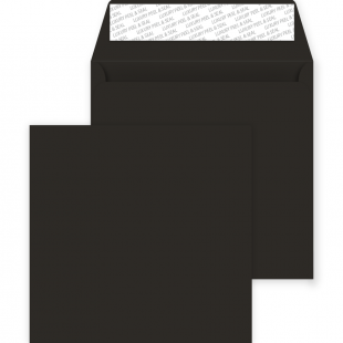 Square Peel and Seal Envelopes - 220mm x 220mm - Jet Black