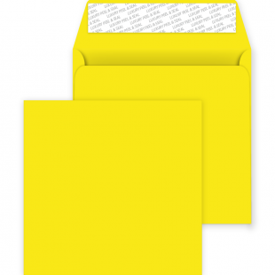 Square Peel and Seal Envelopes - 220mm x 220mm - Banana Yellow
