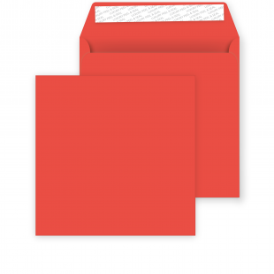 Square Pillar Box Red Peel and Seal Envelopes 120gsm (155mm x 155mm)