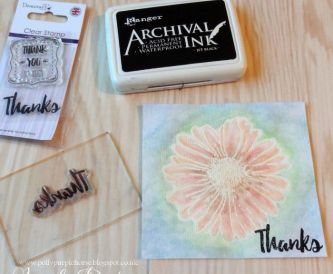 Thanks Card step by step - Derwent Watercolour Pencils