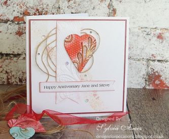 Embossed Heart Anniversary Card