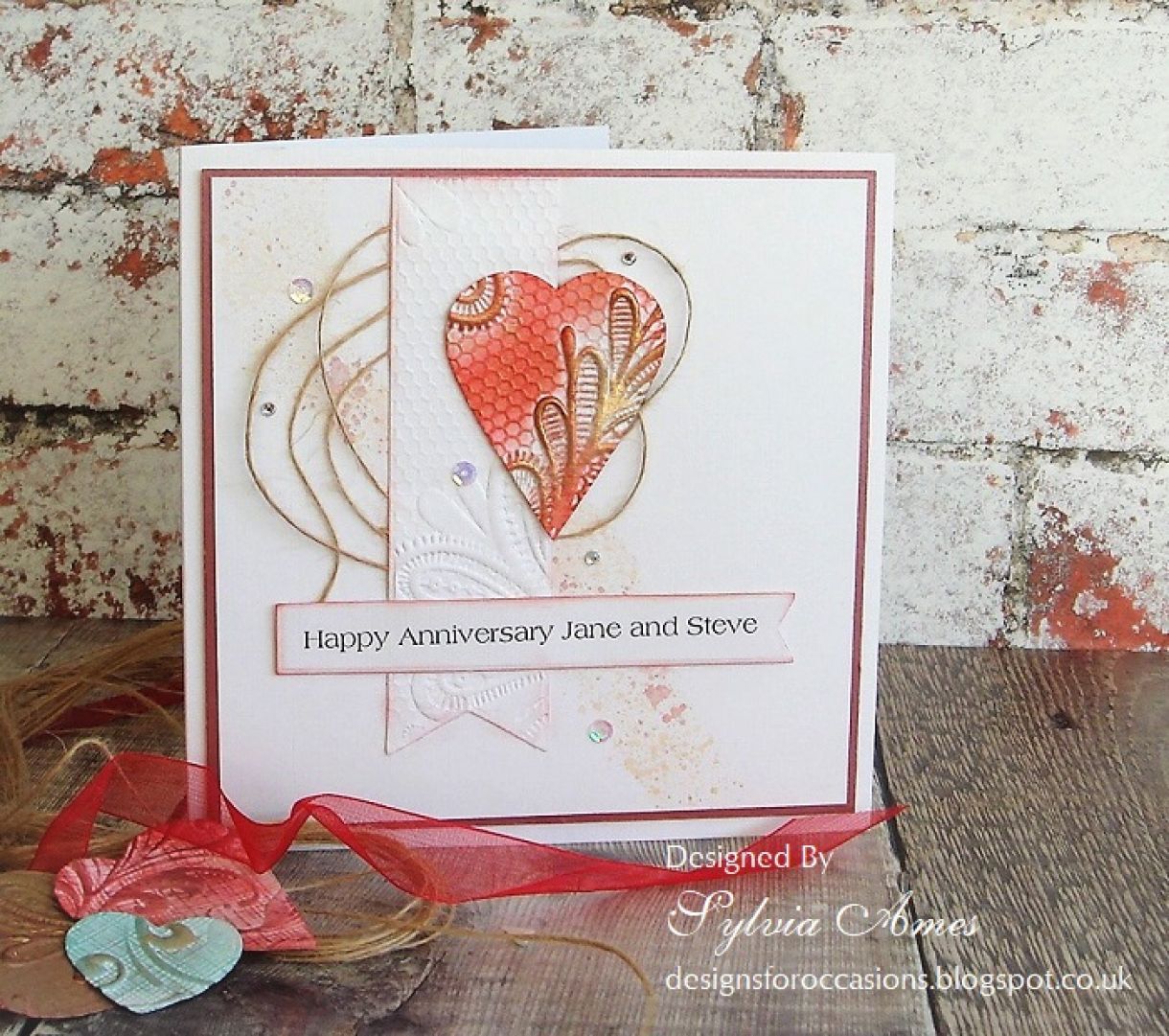 Embossed Heart Anniversary Card 1