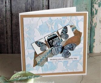 Embossing Folder Letterpress Technique - Blue Butterfly Birthday Card