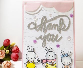 A Pink and Glitter Thank You Card