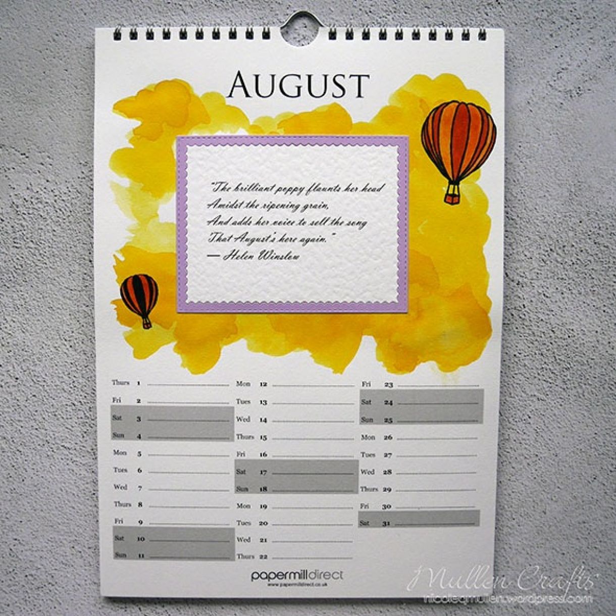 Nicole Calendar Page August 1