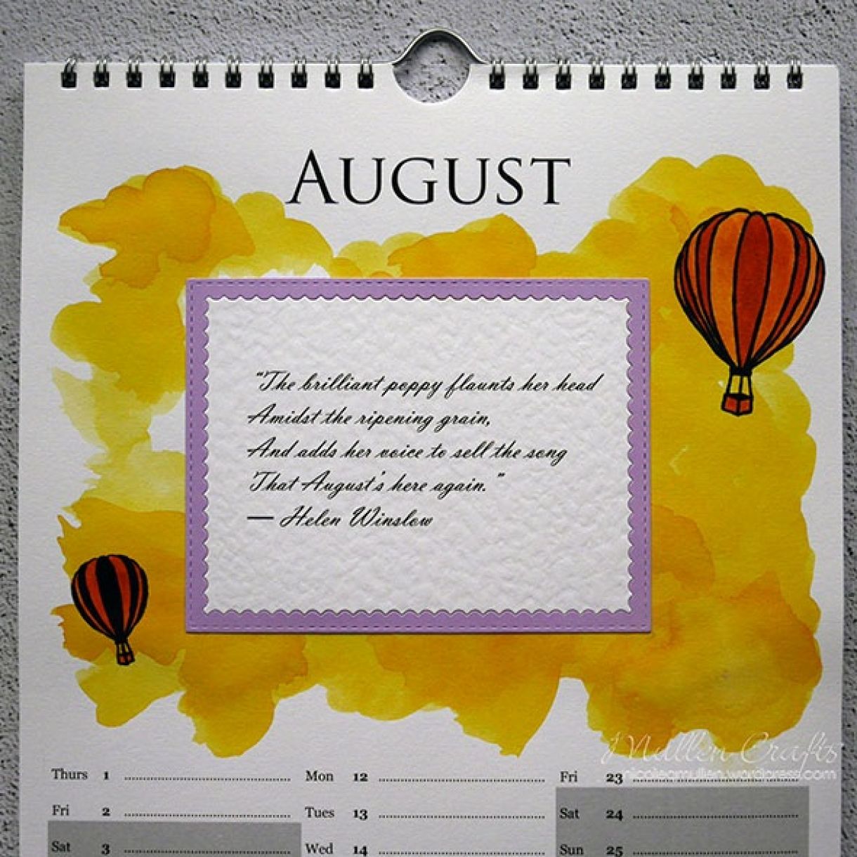 Nicole Calendar Page August 2