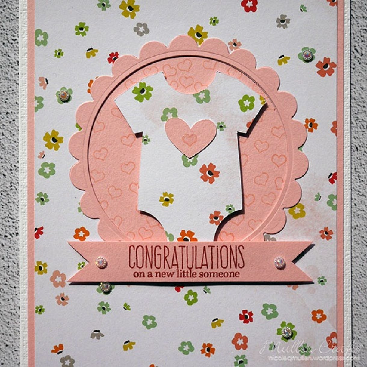 Pink Floral Baby Grow Card 2