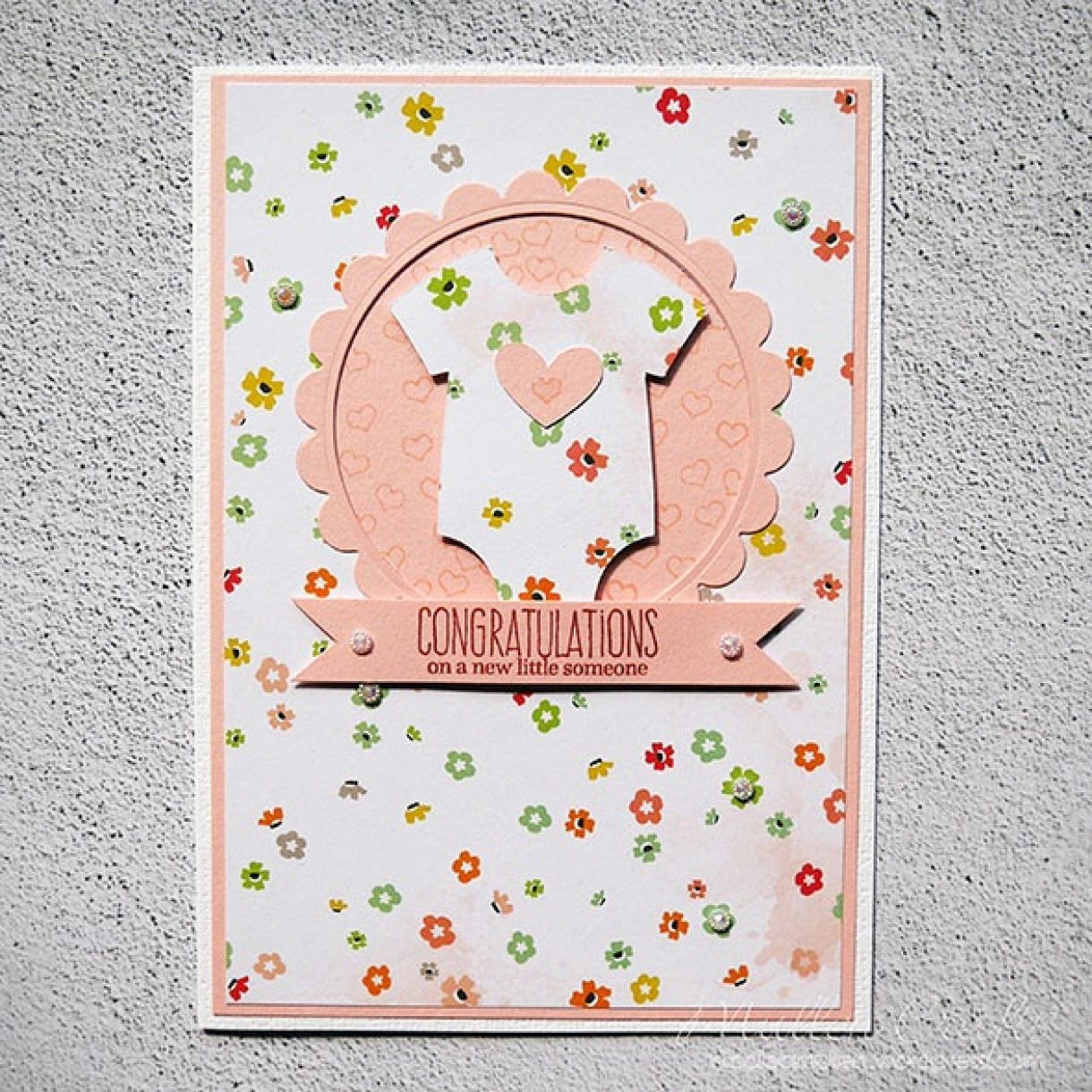 Pink Floral Baby Grow Card 1
