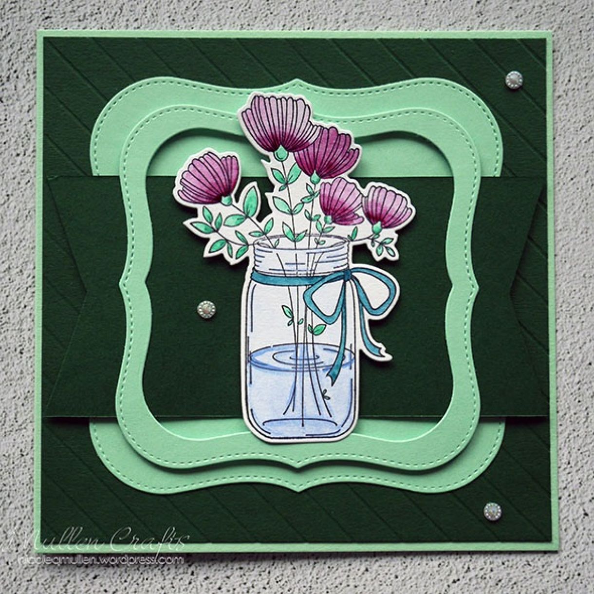 Nicole Watercolour Flower Green Card 1