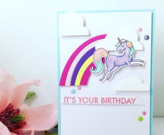A Rainbow Unicorn Birthday Card