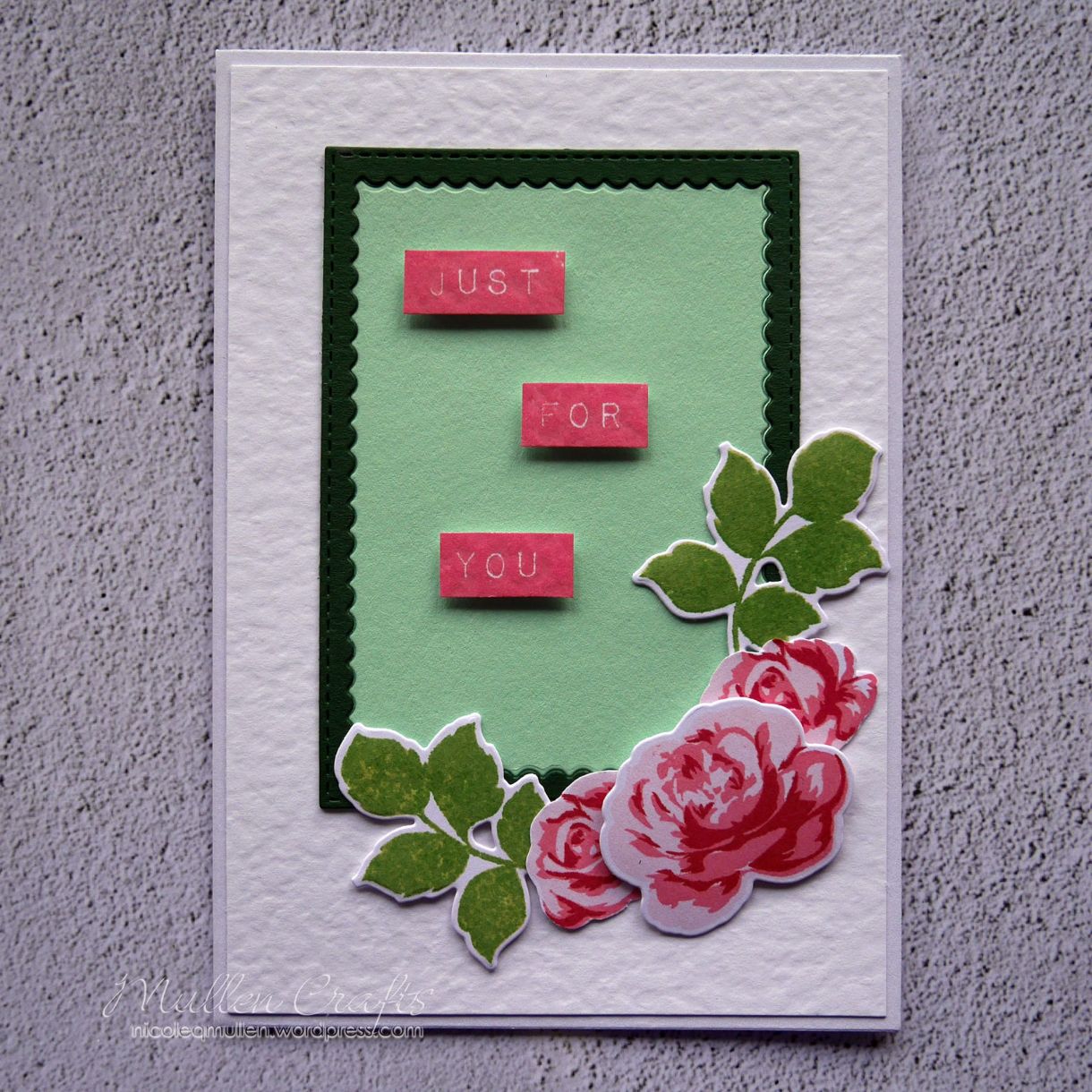 Nicole Green And Pink Floral Mothers Day Card 1