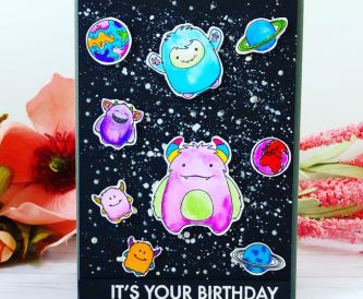 Space Monsters Birthday Card