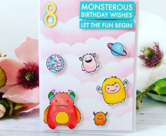 A Super Fun Girly Monster Birthday Card