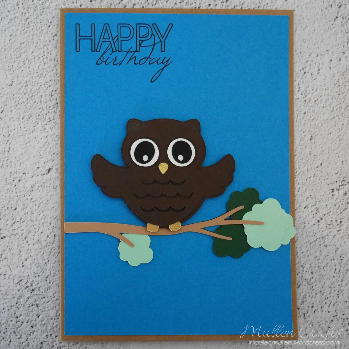 Owl Bday Card On Branch 1