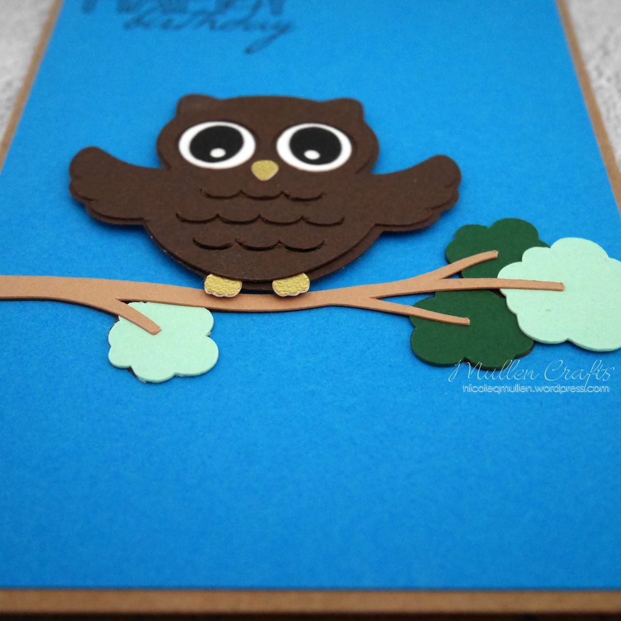Owl Bday Card On Branch 3