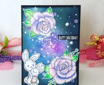 Ink Blended Background Happy Birthday Card