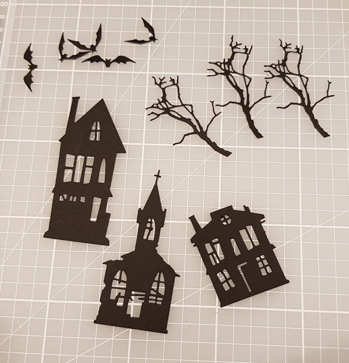 Die Cut Houses, Trees and Bats