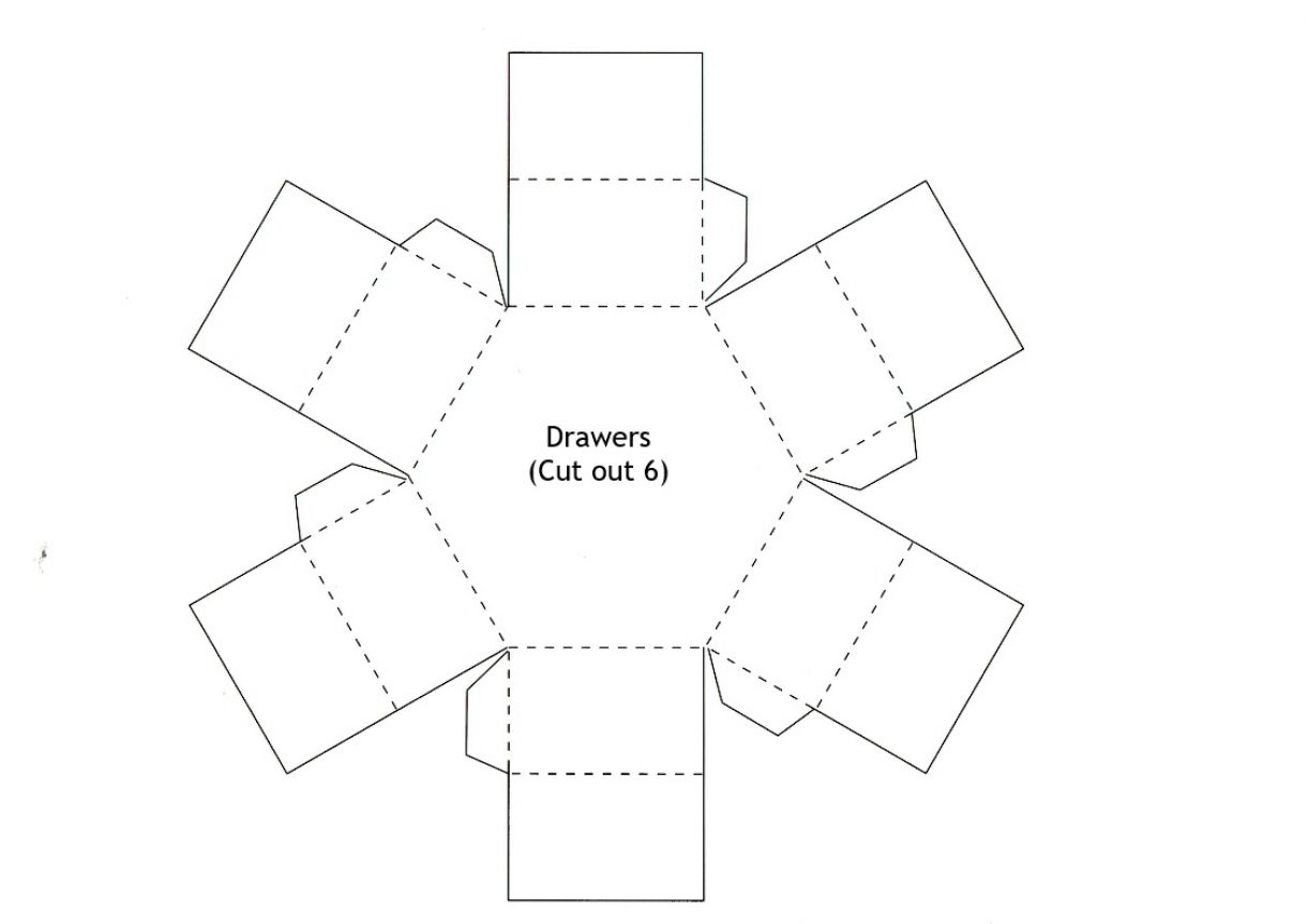 Hexagonal Stacked Gift Box Drawers Template