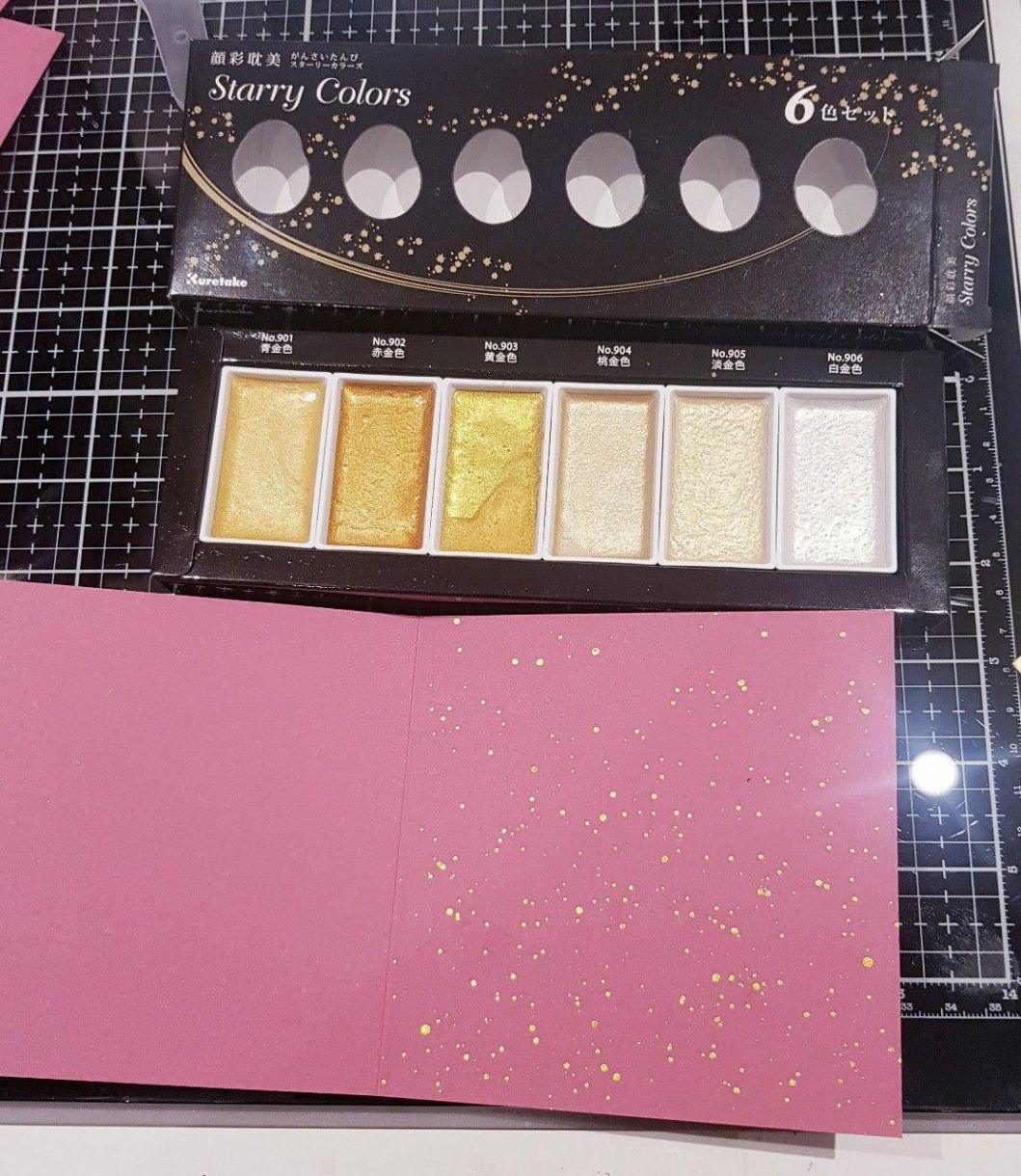 Dark Pink Gold Diwali Inside Splat With Gold Paint