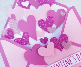 Happy Valentine's Day - Love-Heart Filled Envelope Box-Card