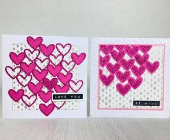 Two heart cards made with the same elements