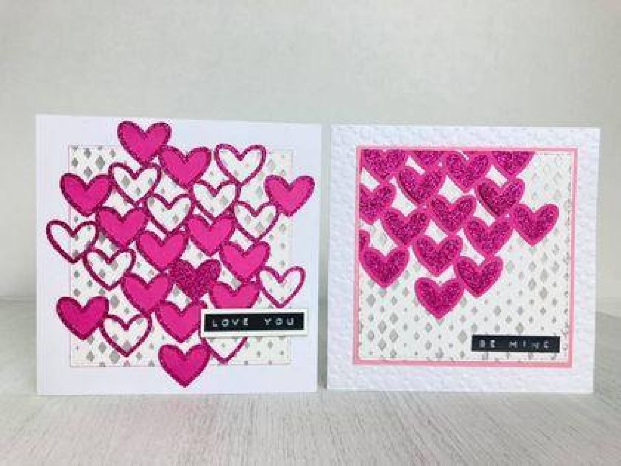Hearts With Glitter Card
