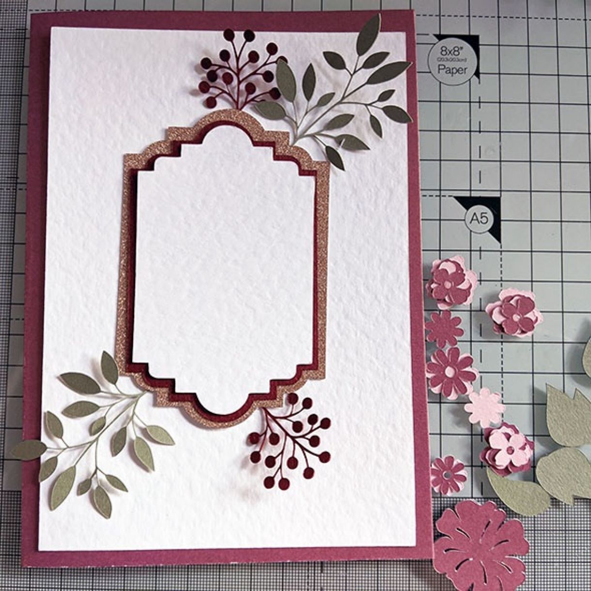 Nm Burgandy Floral Wedding Card 3