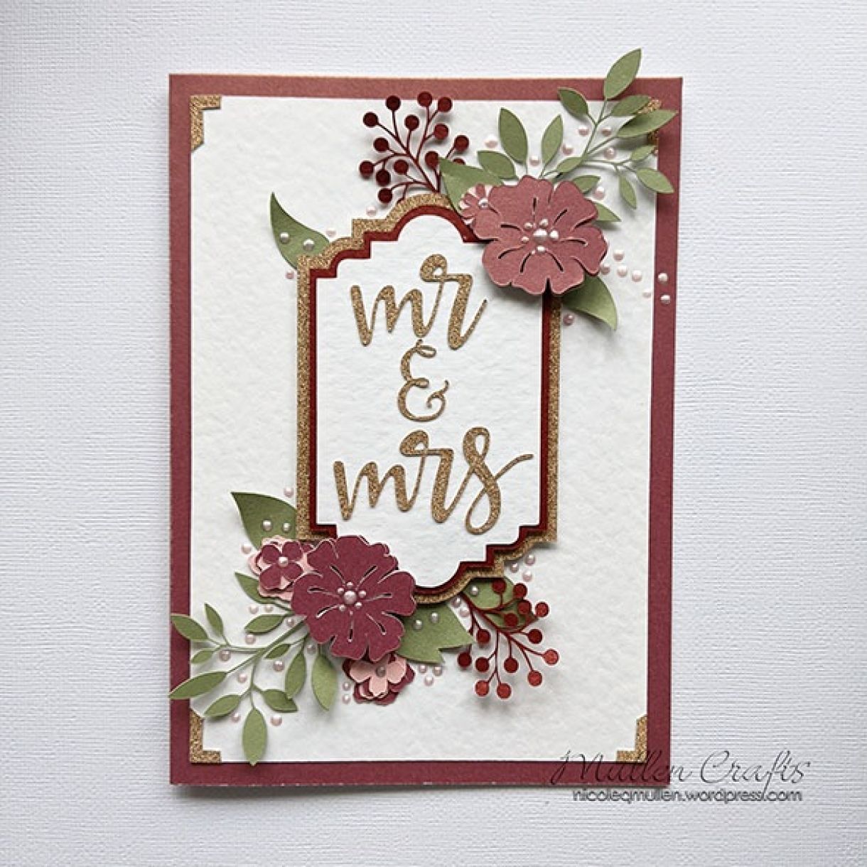 Nm Burgandy Floral Wedding Card 6