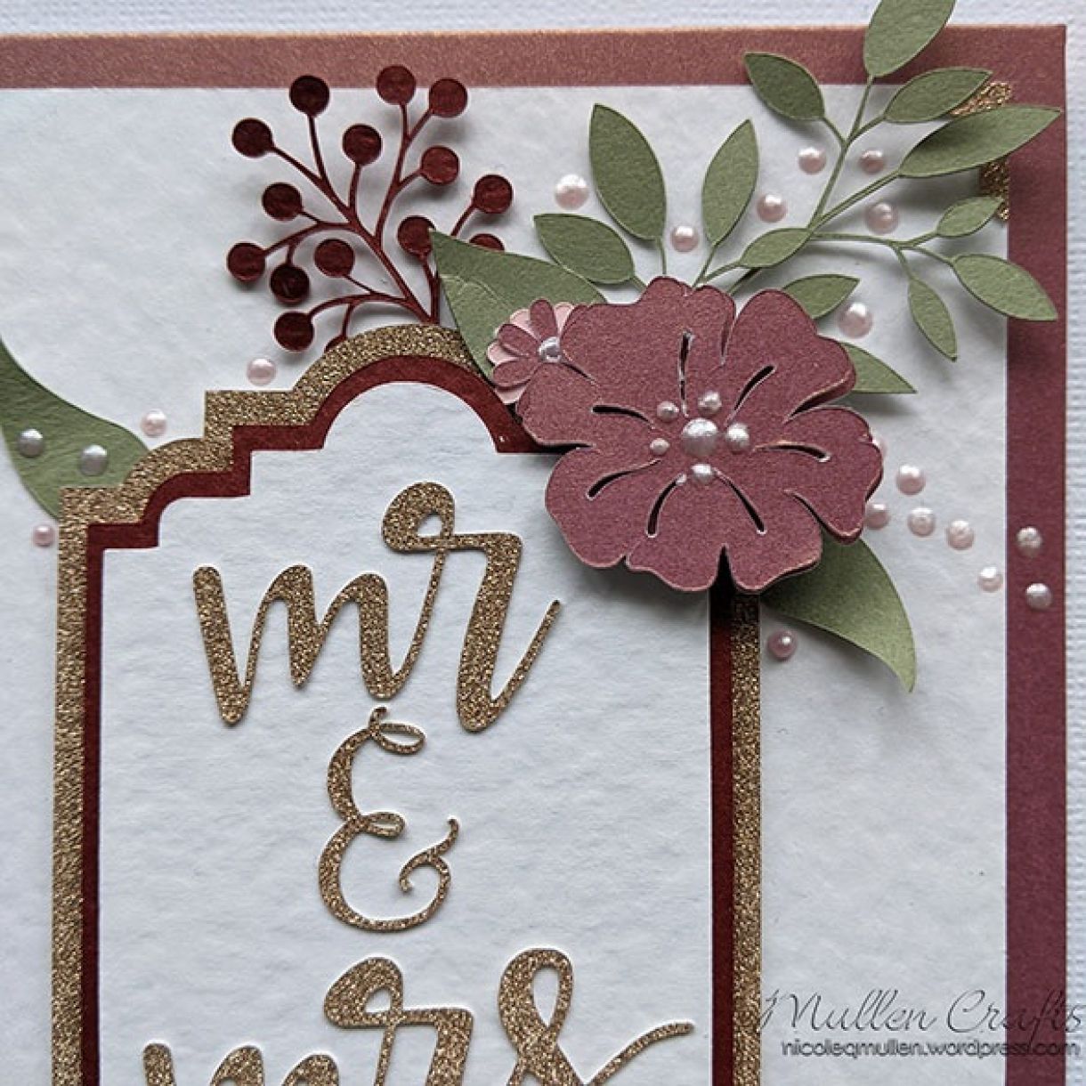 Nm Burgandy Floral Wedding Card 9