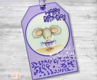 Lilac Mouse Birthday Tag