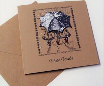 Buff, White And Red Christmas Card suitable For Batch Making