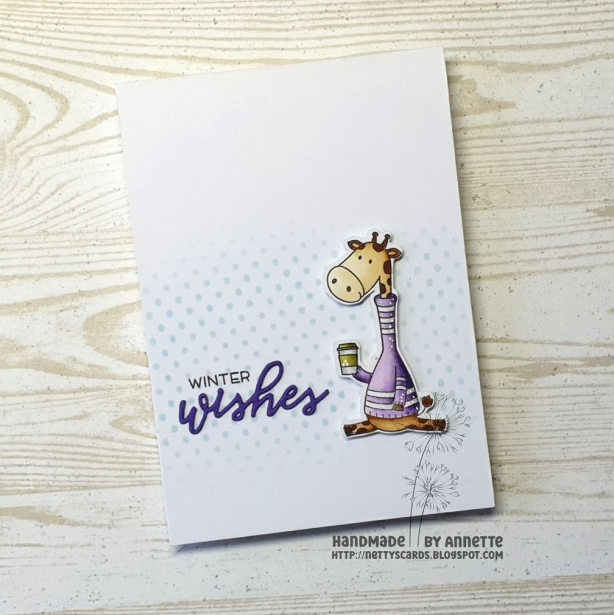 A Shaker Card and Envelope with Giraffe Designs and handmade Paper