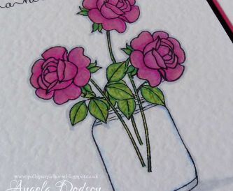 Just a Note Floral card - Stamping & Colouring on Hammered Card