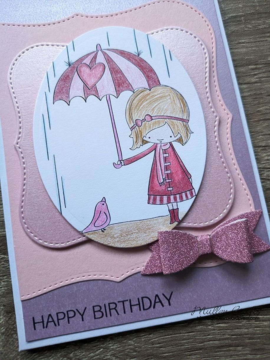 Nm pink umbrella bow card 12