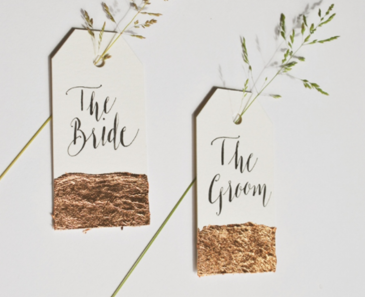 Gold Leaf Place Cards For Wedding