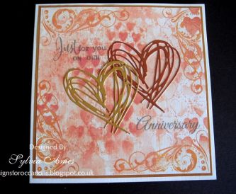 Card Making Idea - Double heart Anniversary card using distress oxide inks