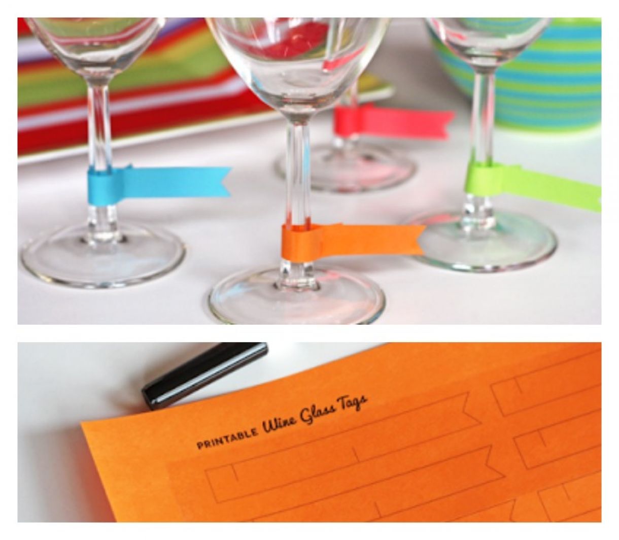 Printable Wine Glass Flags Tags