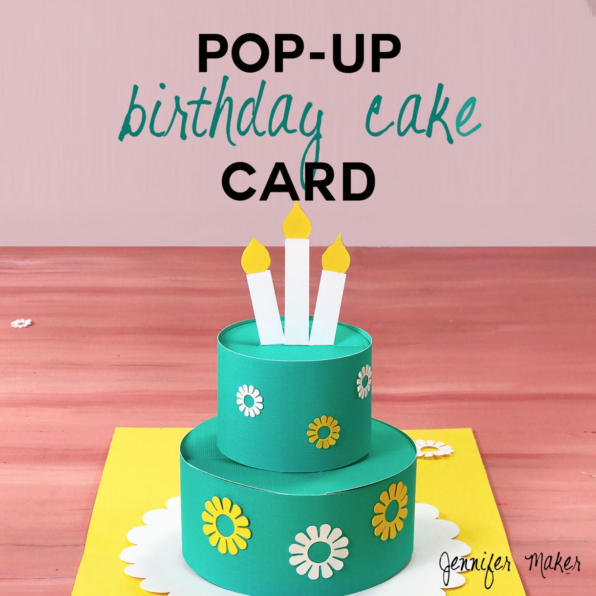 Pop Up Birthday Cake Card Square
