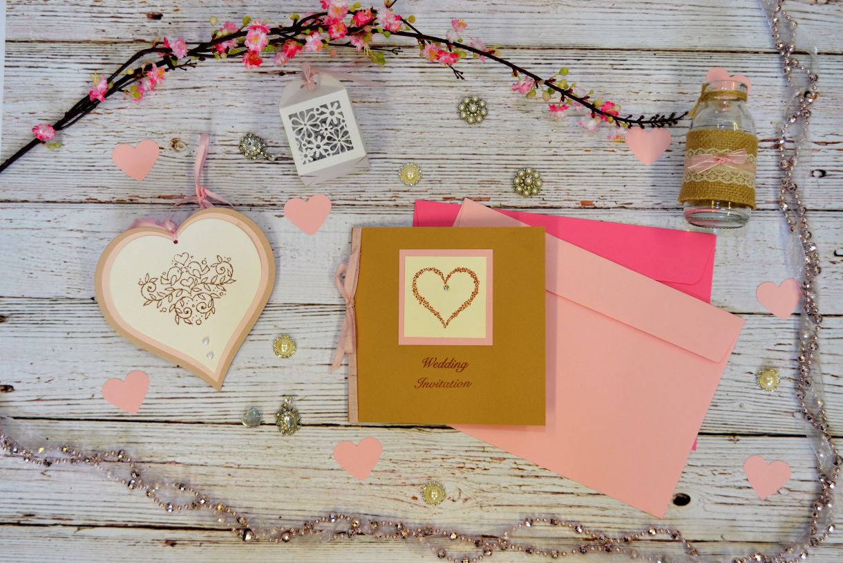 Papermilldirect Wedding Stamps Flat Lay Pink 1