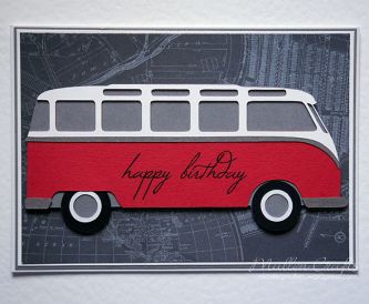 Vw Bus Card Red Nicole