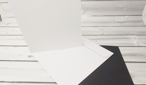 20 White and Black 7" x 7" Square Card Blanks with White Envelopes