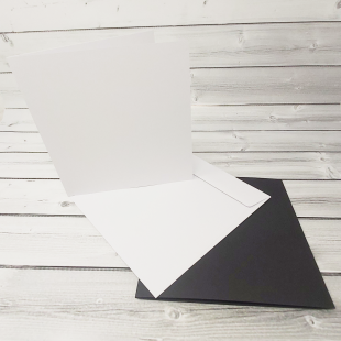 20 White and Black 7" x 7" Square Card Blanks with White Envelopes