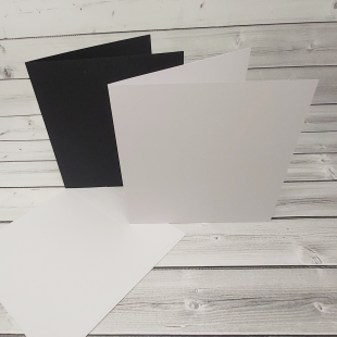 20 White and Black 8" x 8" Square Card Blanks with White Envelopes