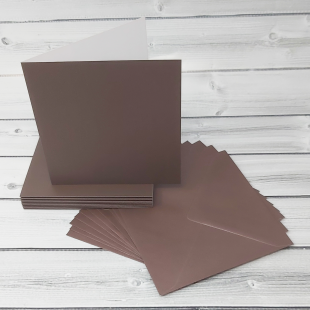 Bon Bon Brown 148mm Square Card Blanks & Envelopes - Pack of 10