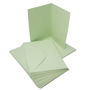 ​Lakes Craft Peppermint Double Sided 240gsm Card Blank and Envelope Packs